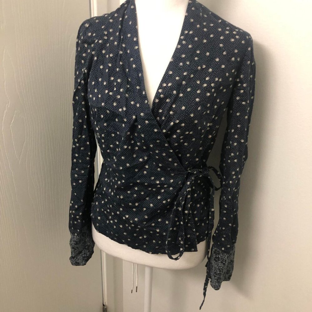 Armand Ventilo Mixed Print Tie Front Top Sz 4